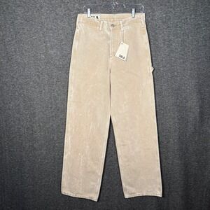 Dala Womens Starch Drought Jeans Loose Straight Leg Beige Size 28